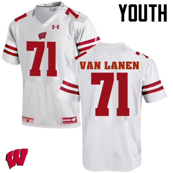 Wisconsin Badgers Youth #71 Cole Van Lanen NCAA Under Armour Authentic White College Stitched Football Jersey WM40W67AH